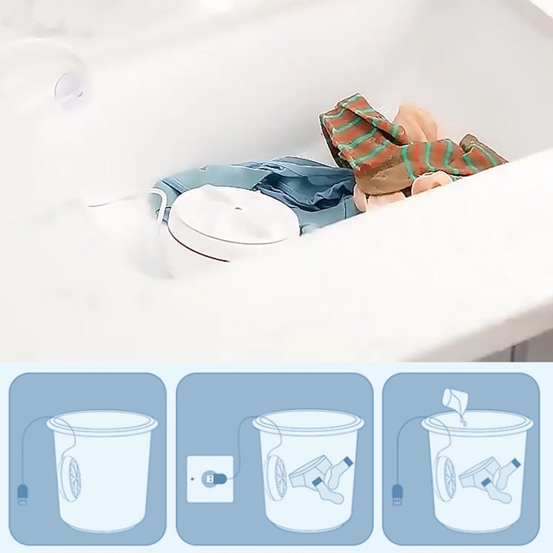 Mini Portable Washing Machine White USB Powered Delicates - Image 2