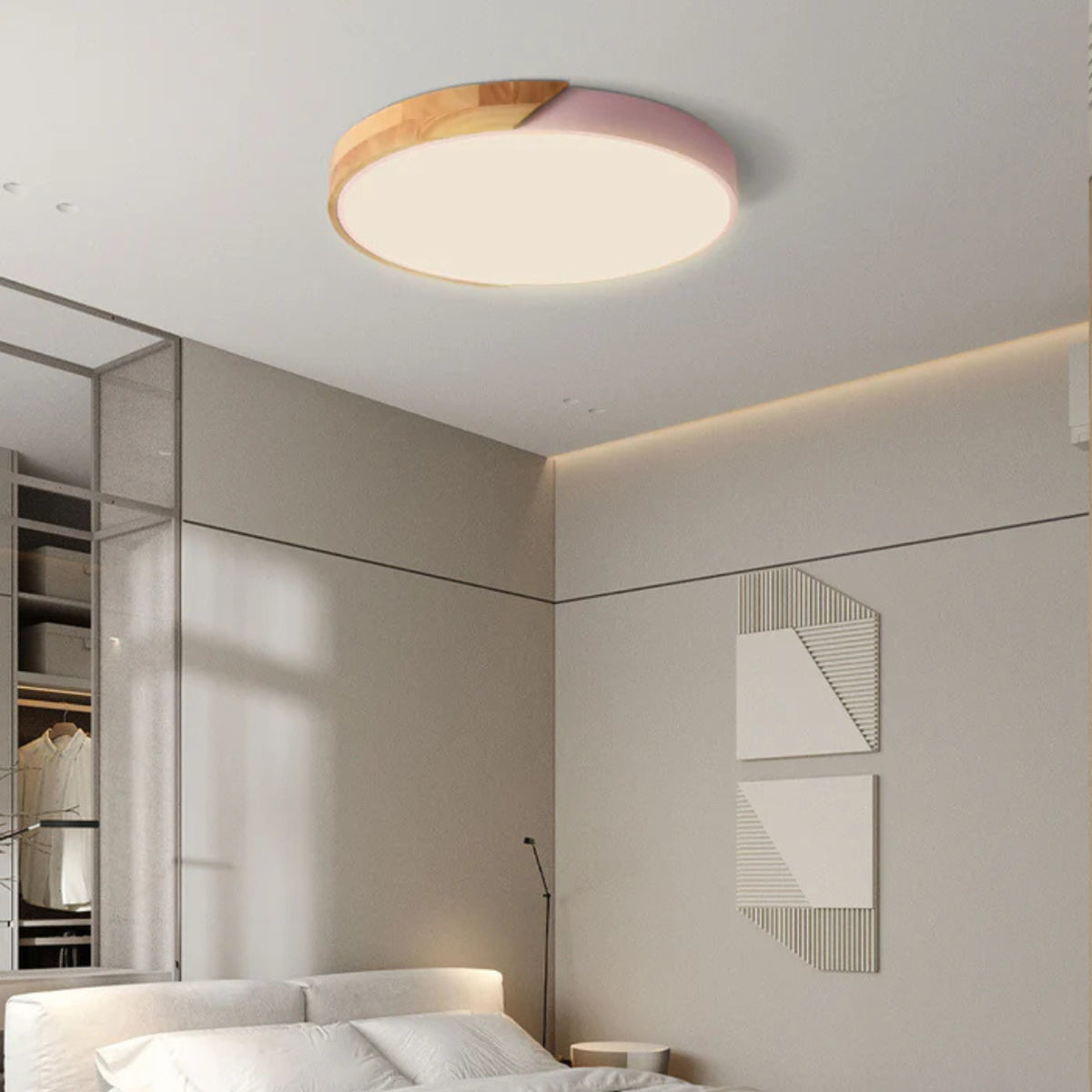 Modern Wood Circular Flush Mount Ceiling Light With Acrylic - Image 6