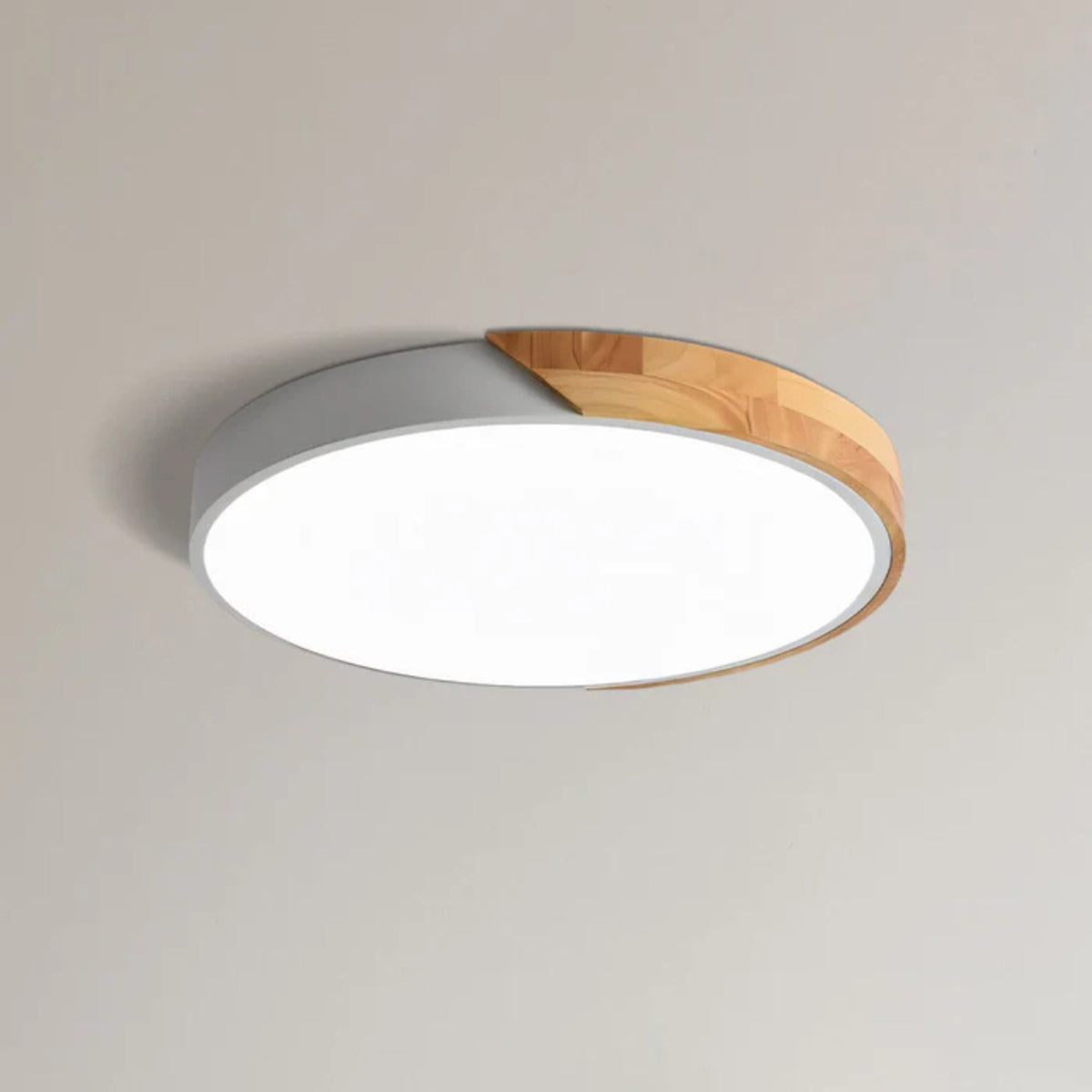 Modern Wood Circular Flush Mount Ceiling Light With Acrylic - Image 11