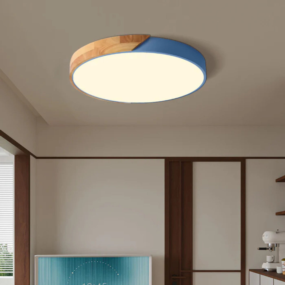 Modern Wood Circular Flush Mount Ceiling Light With Acrylic - Image 3