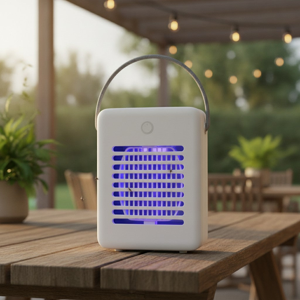 mosquito zapper lamp in use, lifestyle scene