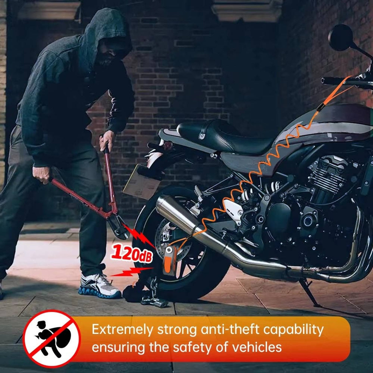 Motorcycle Disc Lock Alarm With 120dB Motion Sensor Siren And Waterproof Design - Image 4