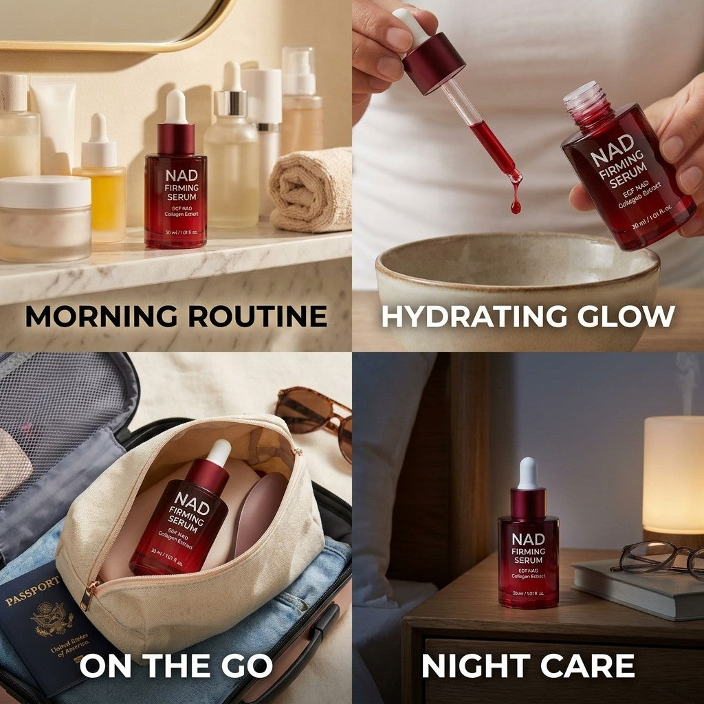 firming face serum in a daily routine