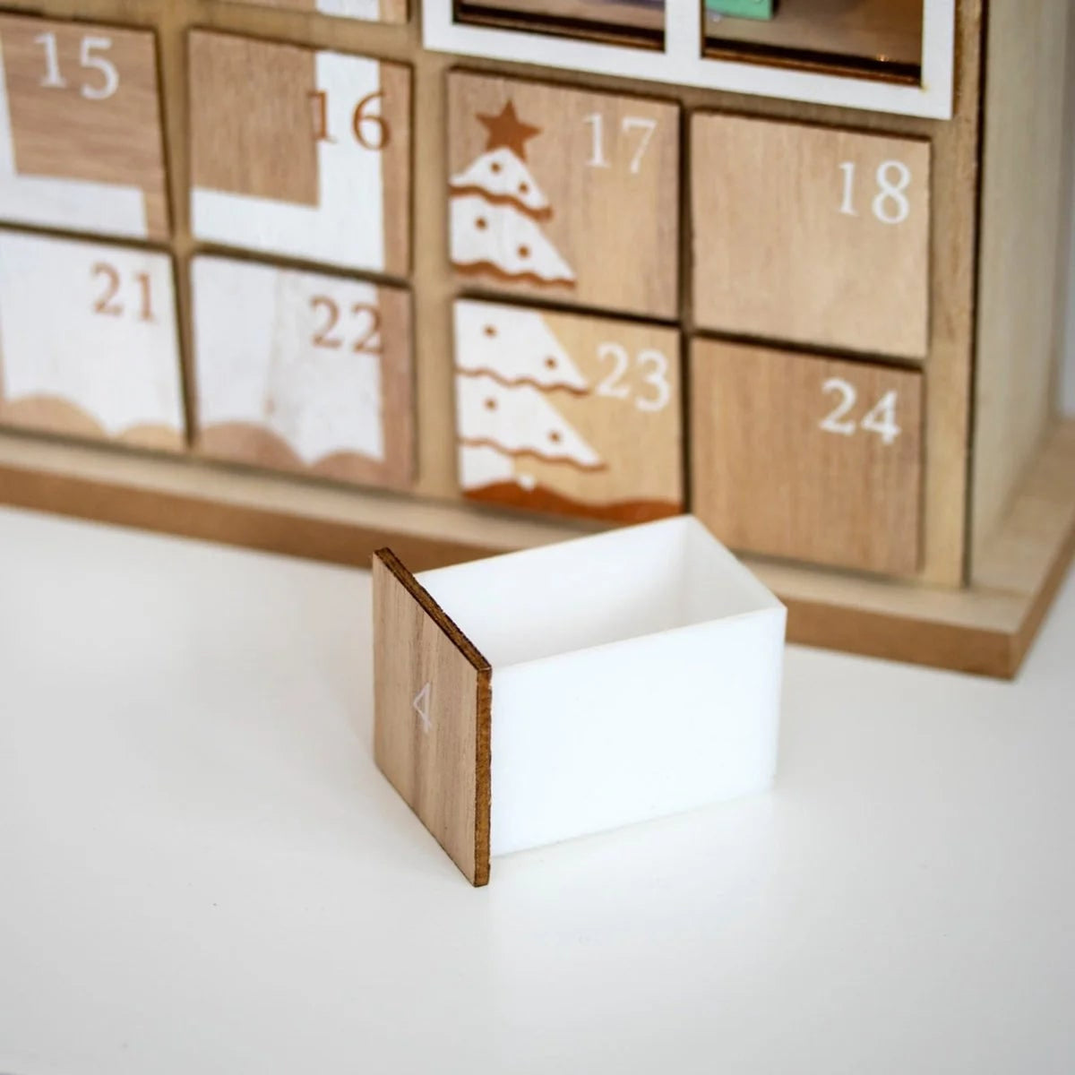 Natural LED Christmas Advent Calendar With 24 Compartments - Image 2