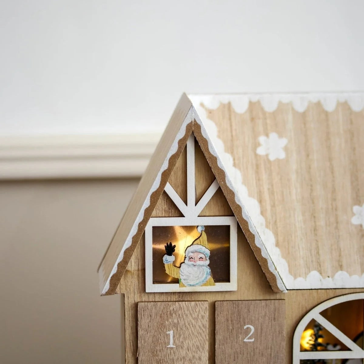 Natural LED Christmas Advent Calendar With 24 Compartments - Image 4