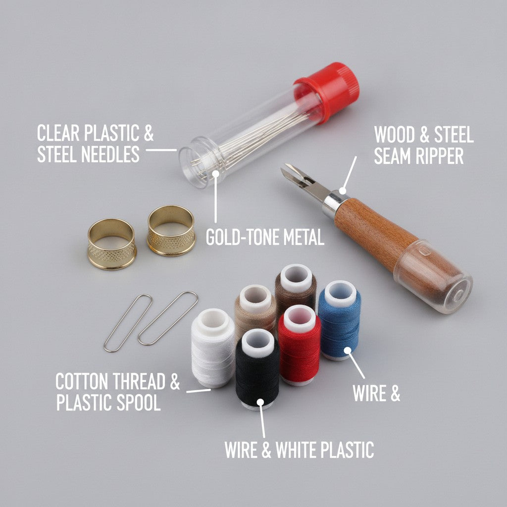 self-threading needle kit close-up construction and materials