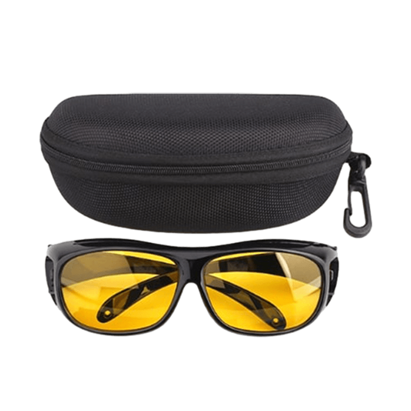 Night Driving Glasses Anti Glare Yellow Lenses Black Hard Case - Image 1