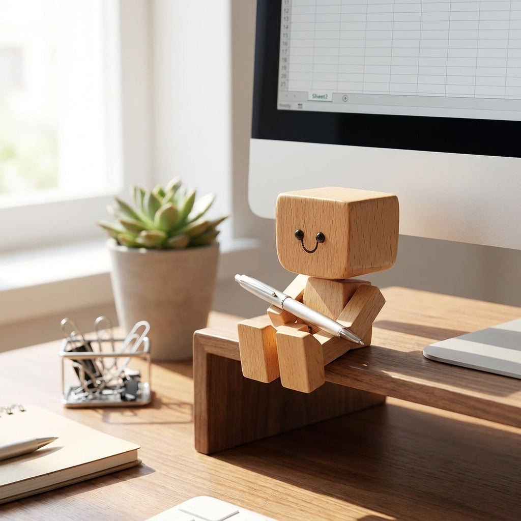 Office Decor Desk Decor Natural Wood Wooden Figure - Image 10