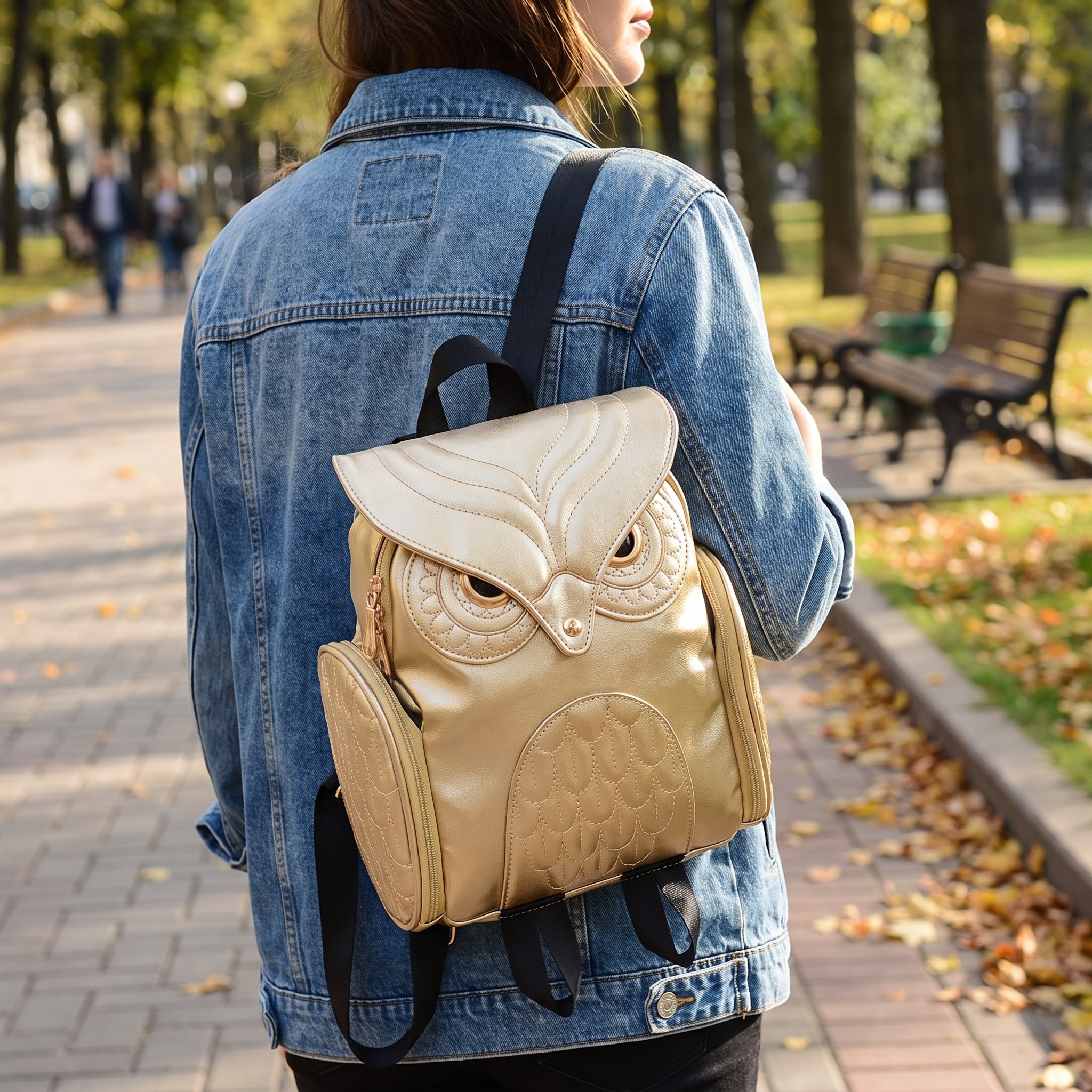 travel bag owl design backpack cute cartoon personality women's - in-use