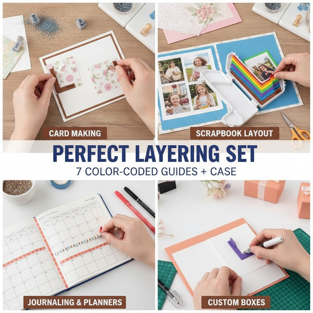 Paper Crafting Alignment Guide Set, 7-Piece Precision Layering Tools with Case, Card Making Scrapbooking benefits