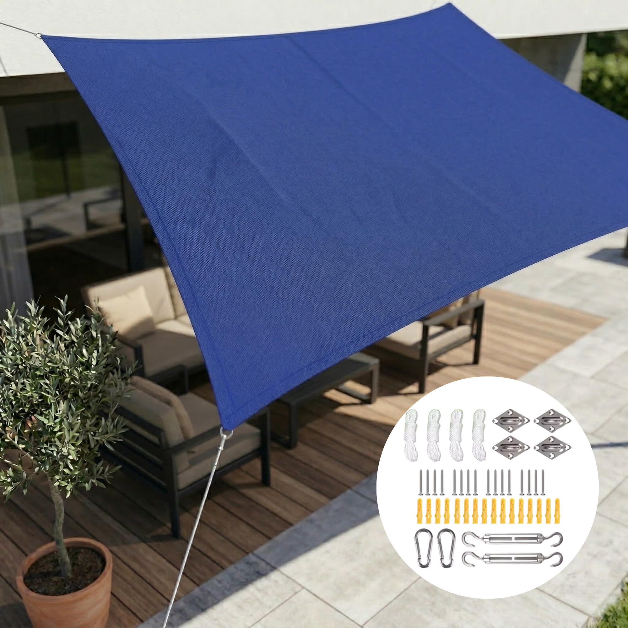 Patio Shade Sail Outdoor Sun Shade Rectangular Canopy Dark Grey - Image 16