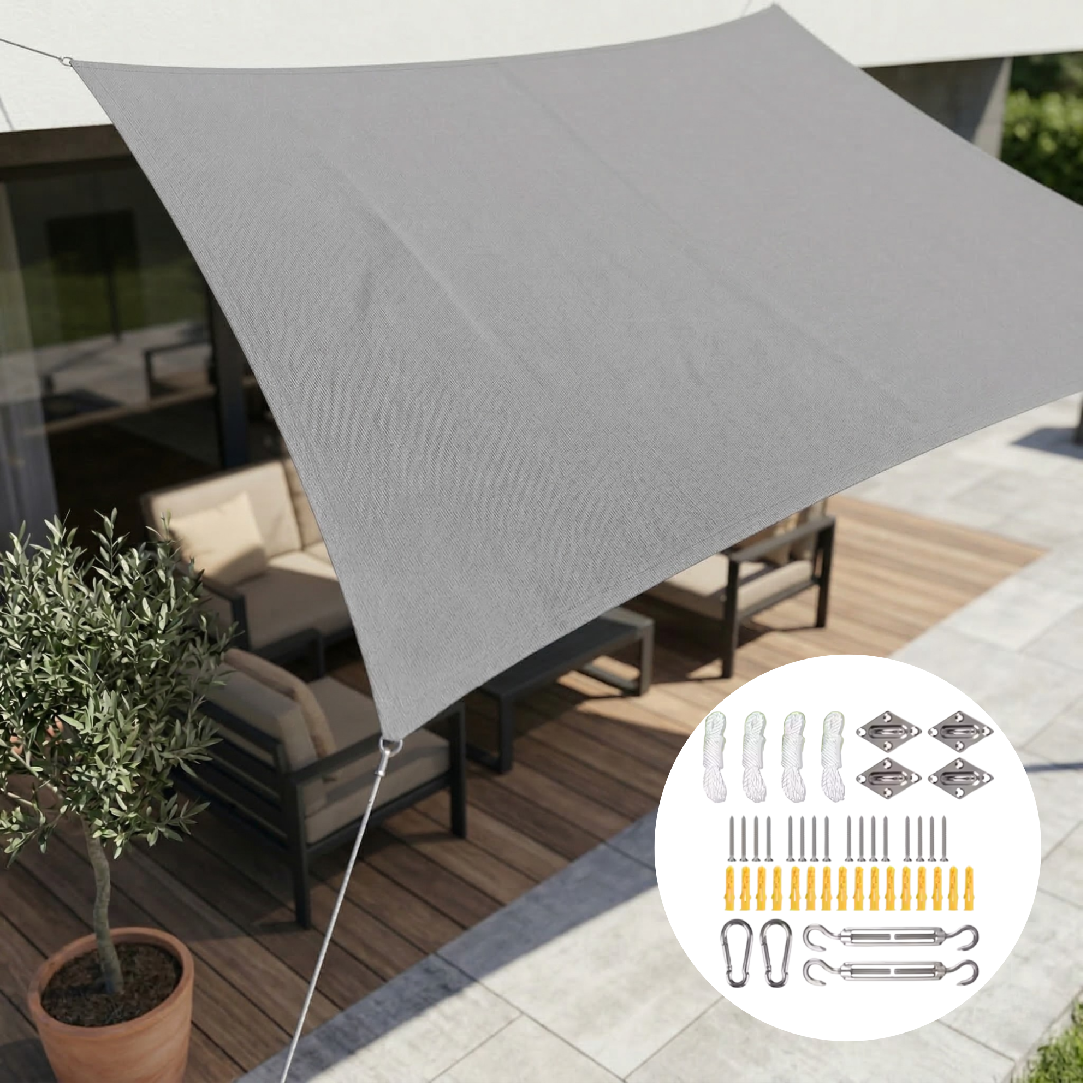 Patio Shade Sail Outdoor Sun Shade Rectangular Canopy Dark Grey - Image 17