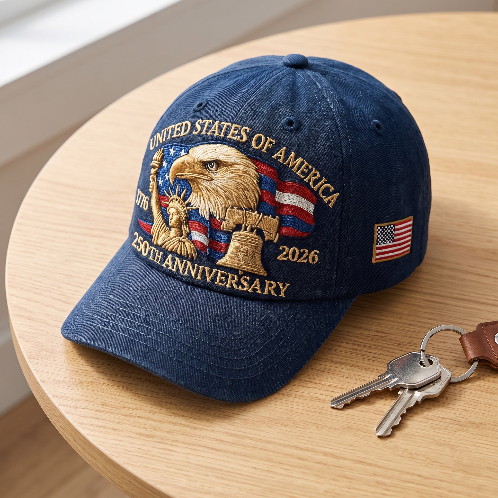 Baseball Cap Dad Hat Patriotic Embroidered United States Flag - scale