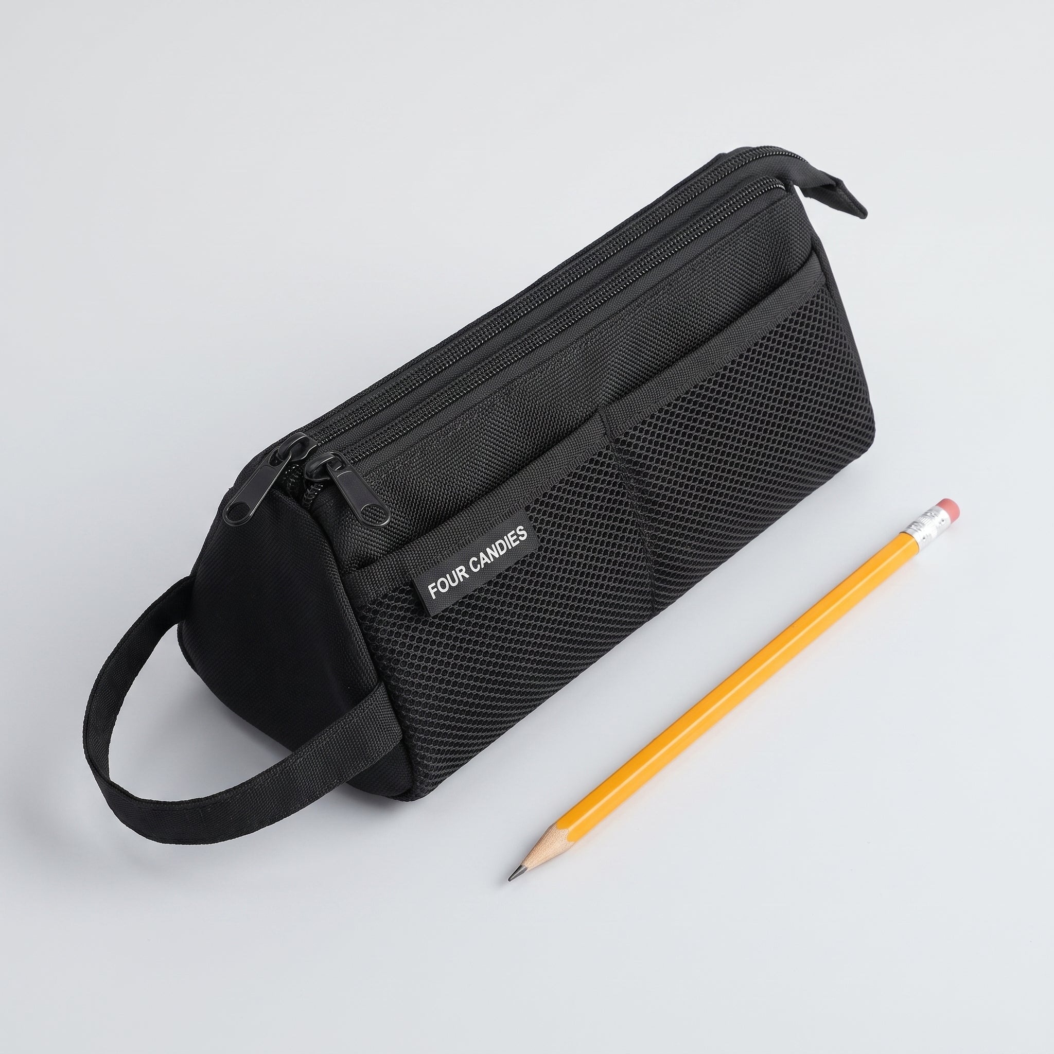 Clear Pencil Case Pouch Large Capacity Black Mesh Marker - scale