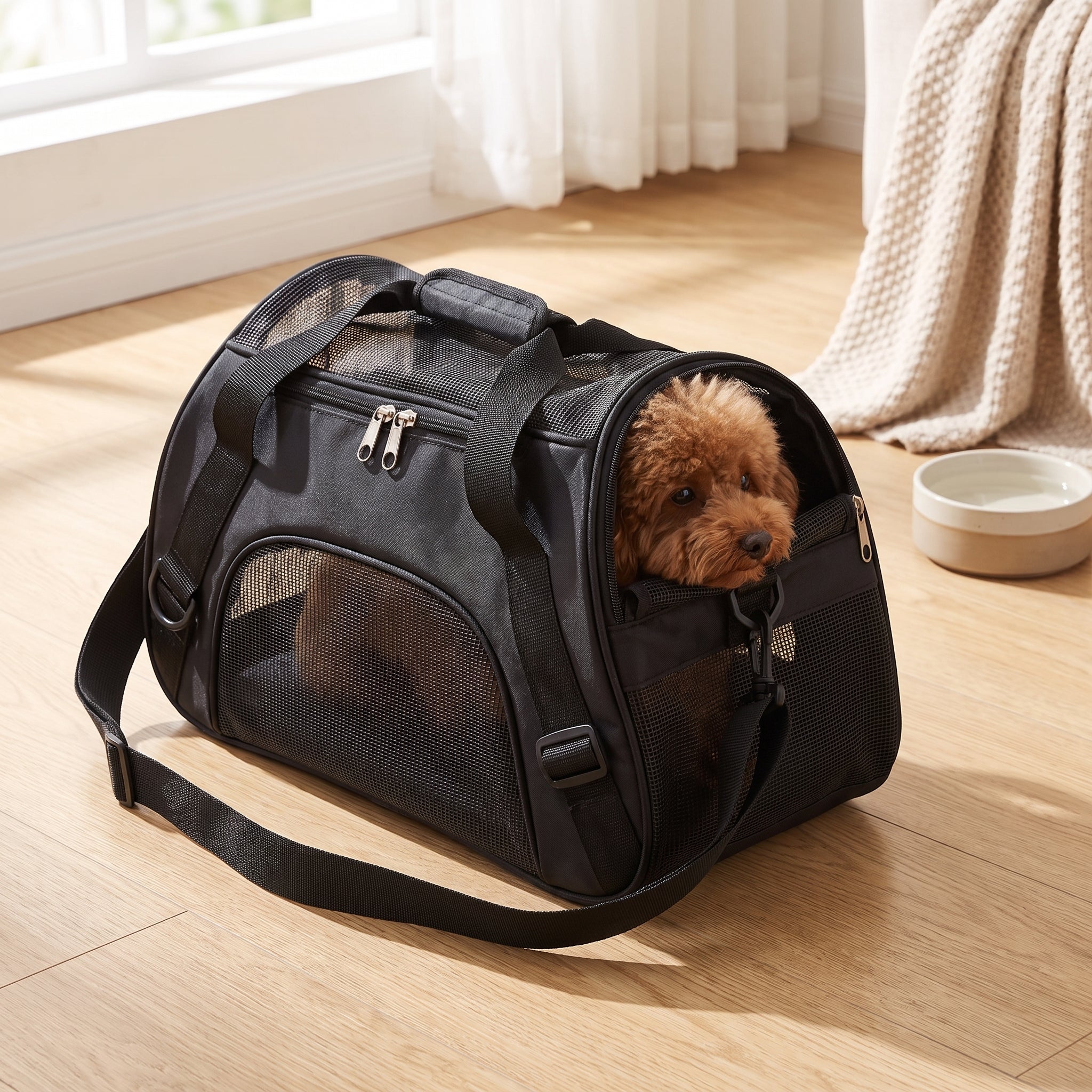 Travel Bag Pet Carrier for Cats Soft Sided Dog - in-use