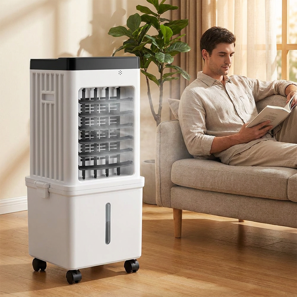 Portable Air Cooler Portable Evaporative Cooler Quiet Fan Indoor Use - in-use