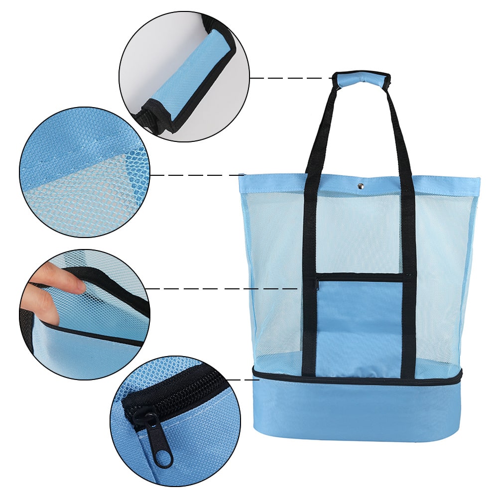 Portable Cooler Soft Lunch Bag Mesh Insulated Beach Tote - Image 5
