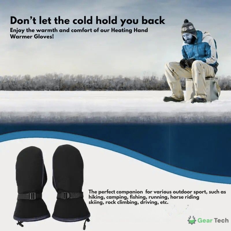 Portable Heated Electric Heated USB Black Waterproof Mittens - Image 5