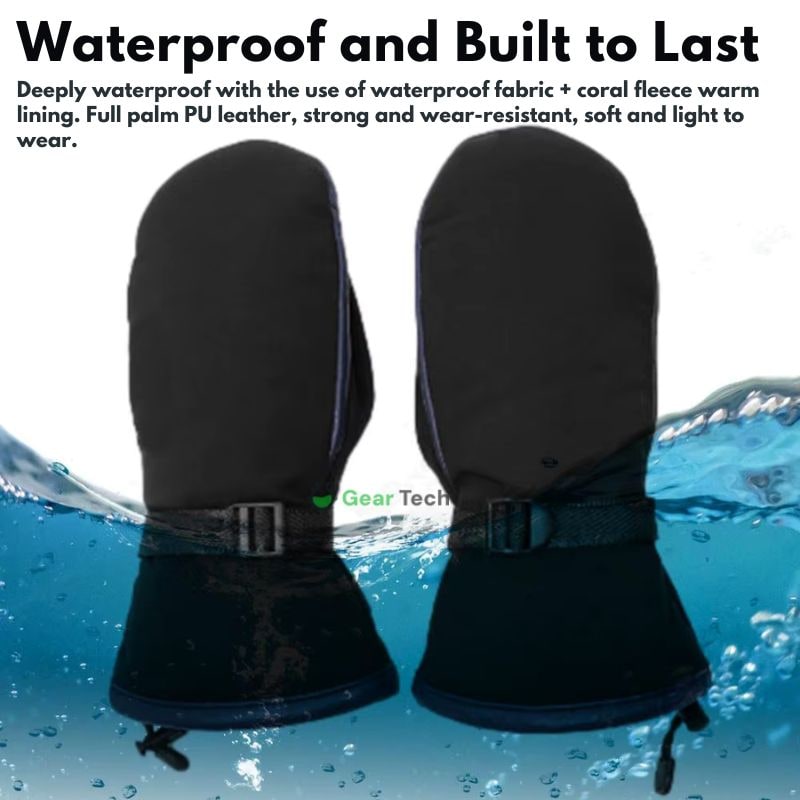 Portable Heated Electric Heated USB Black Waterproof Mittens - Image 6
