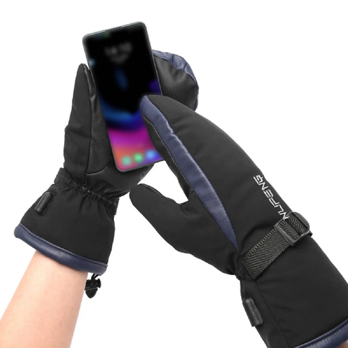 Portable Heated Electric Heated USB Black Waterproof Mittens - Image 7