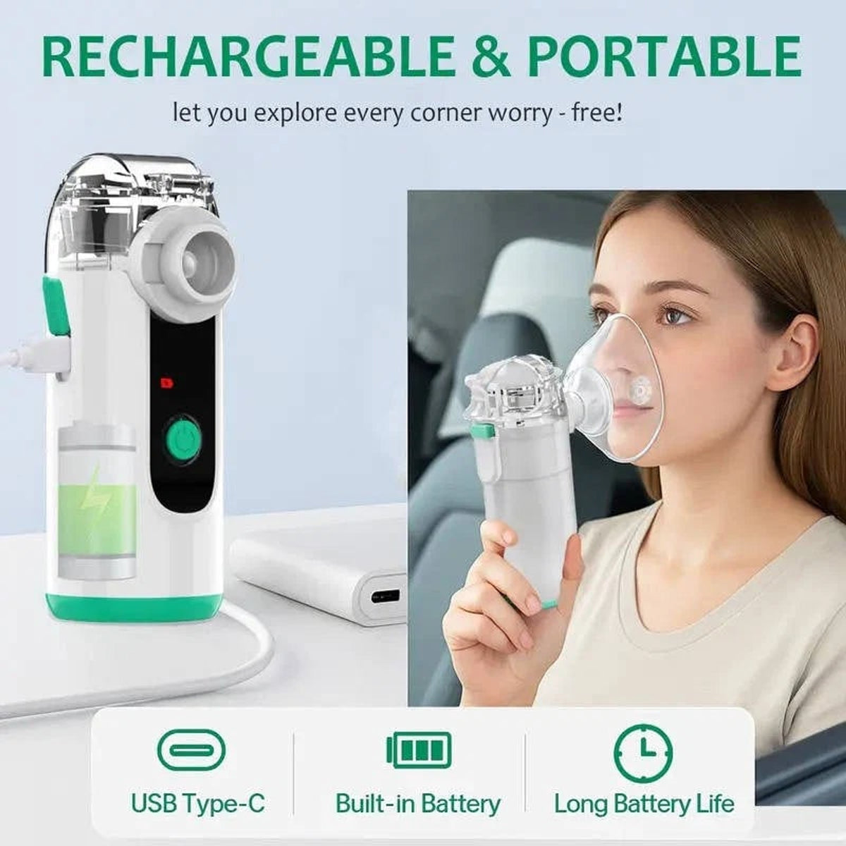 Portable Nebulizer With Ultrafine Mist USB Rechargeable & Whisper-Quiet Operation - Image 4