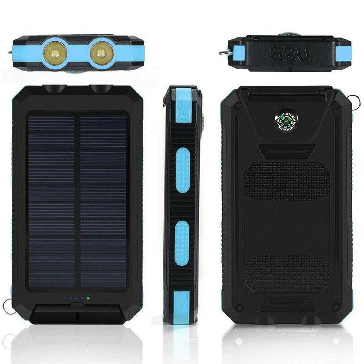 Portable Solar Charger Power Bank With Dual USB Ports And LED Flashlight - Image 2