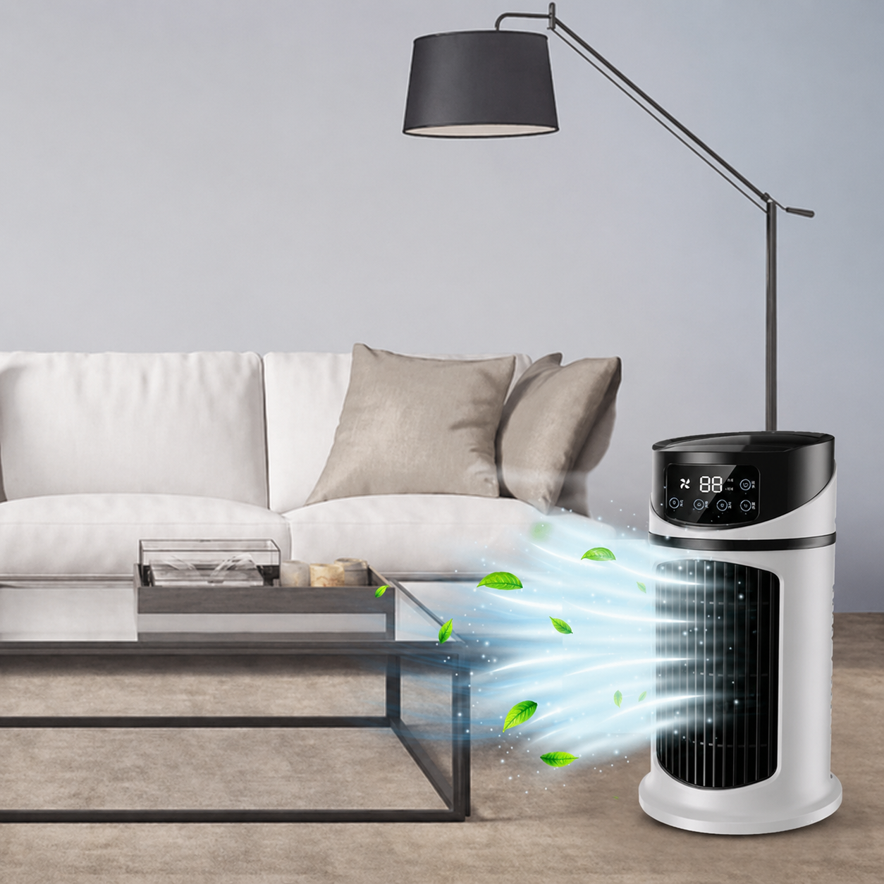 Portable Tower Fan With LED Display Wide-Angle Oscillation - Image 1