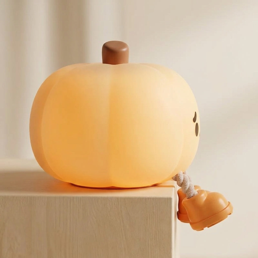 Night Light Halloween Pumpkin Portable Silicone Dimmable Bedside Lamp - angle
