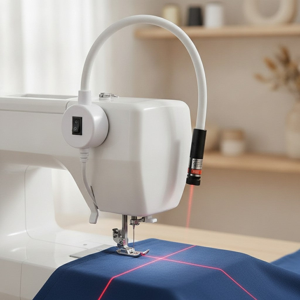 sewing laser guide light in use, lifestyle scene