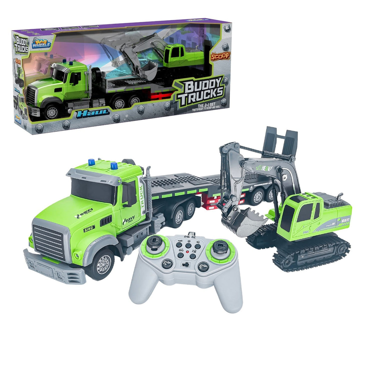 RC Construction Vehicle Set With Detachable Trailer And Die-Cast Metal Digger - Image 5