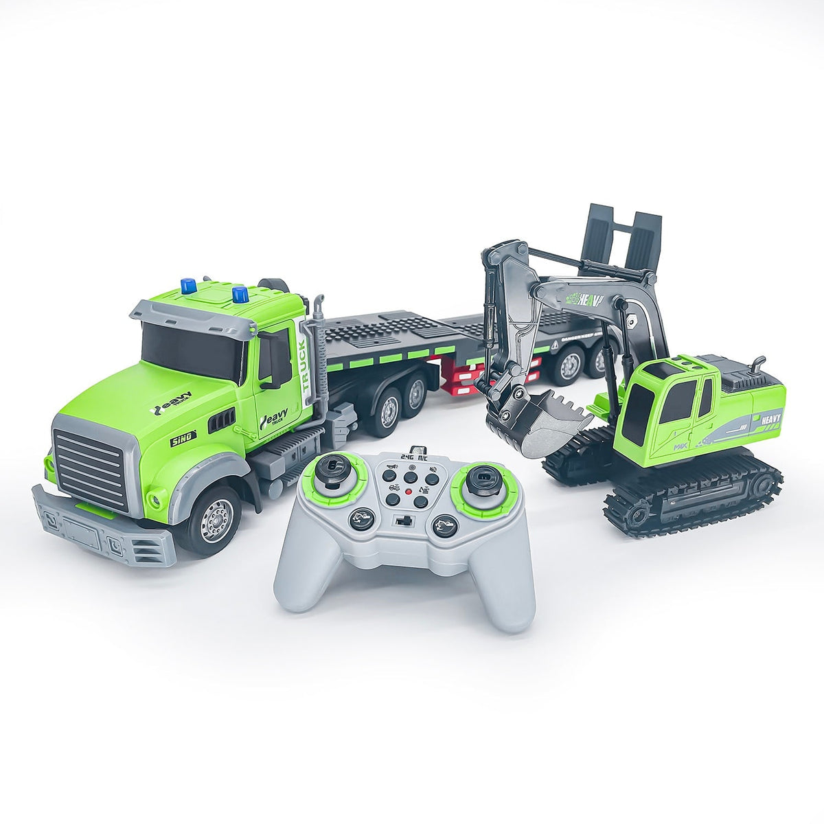 RC Construction Vehicle Set With Detachable Trailer And Die-Cast Metal Digger - Image 6