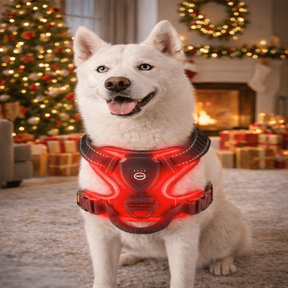 Rechargeable LED Dog Harness For Night Safety With Adjustable Breathable Mesh - Image 1