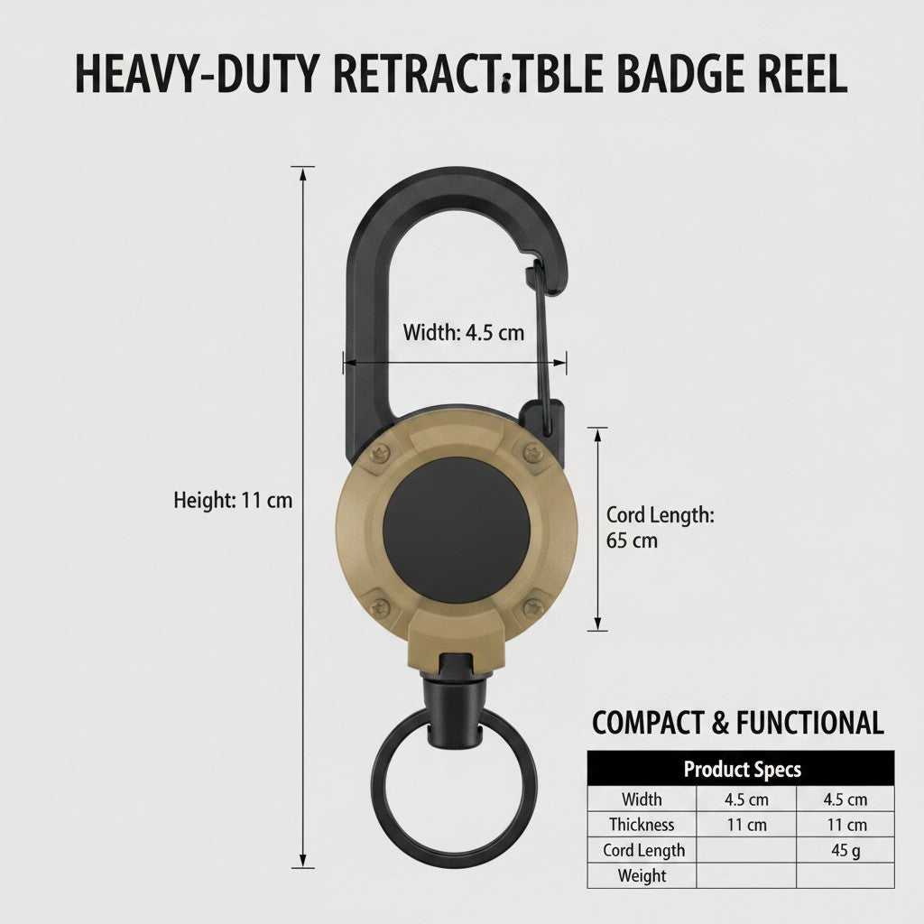 retractable badge reel dimensions and size guide
