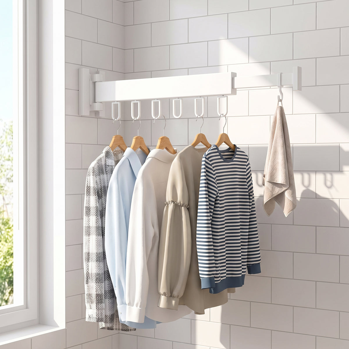 Retractable Clothes Drying Rack For Wall Mount Folding - hero