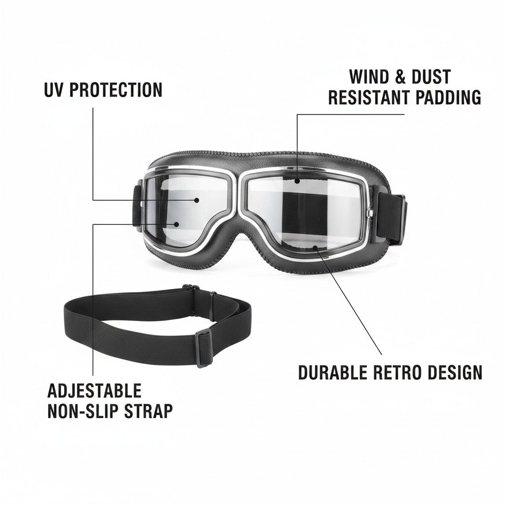 retro motorcycle goggles key benefits and features