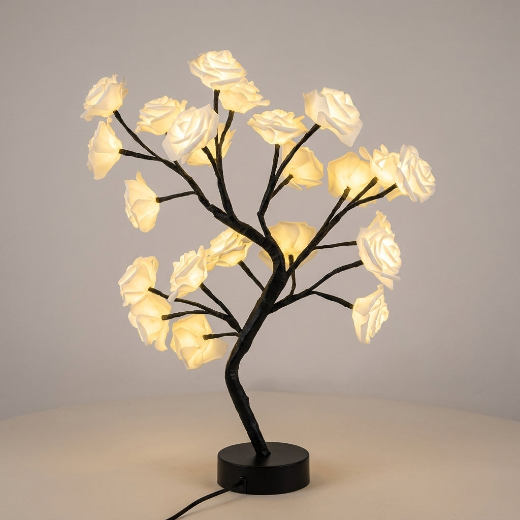 Rose Tree Lamp Decorative Flower LED Table Light - angle