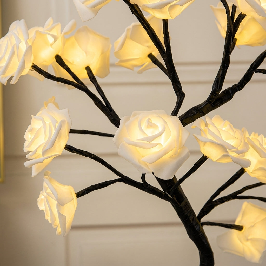 Rose Tree Lamp Decorative Flower LED Table Light - detail