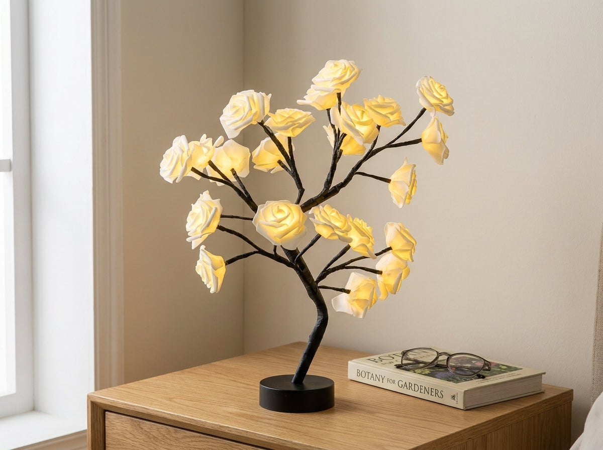 Rose Tree Lamp Decorative Flower LED Table Light - scale