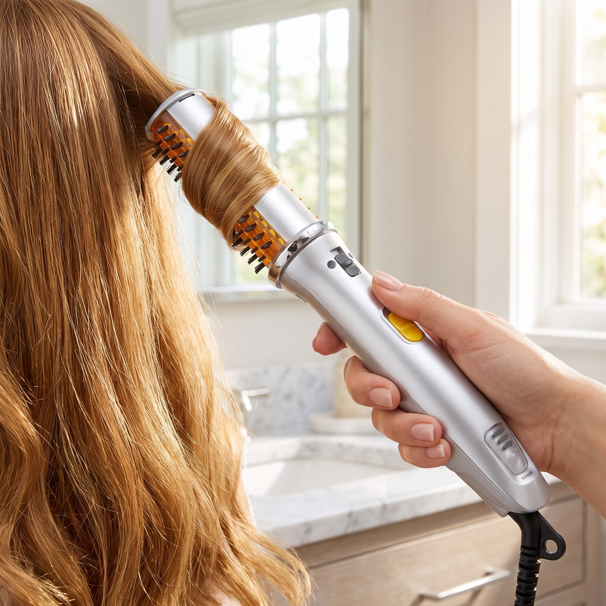 Hair Curler Heated Styler Rotating Barrel Brush Silver Gold Black - hero