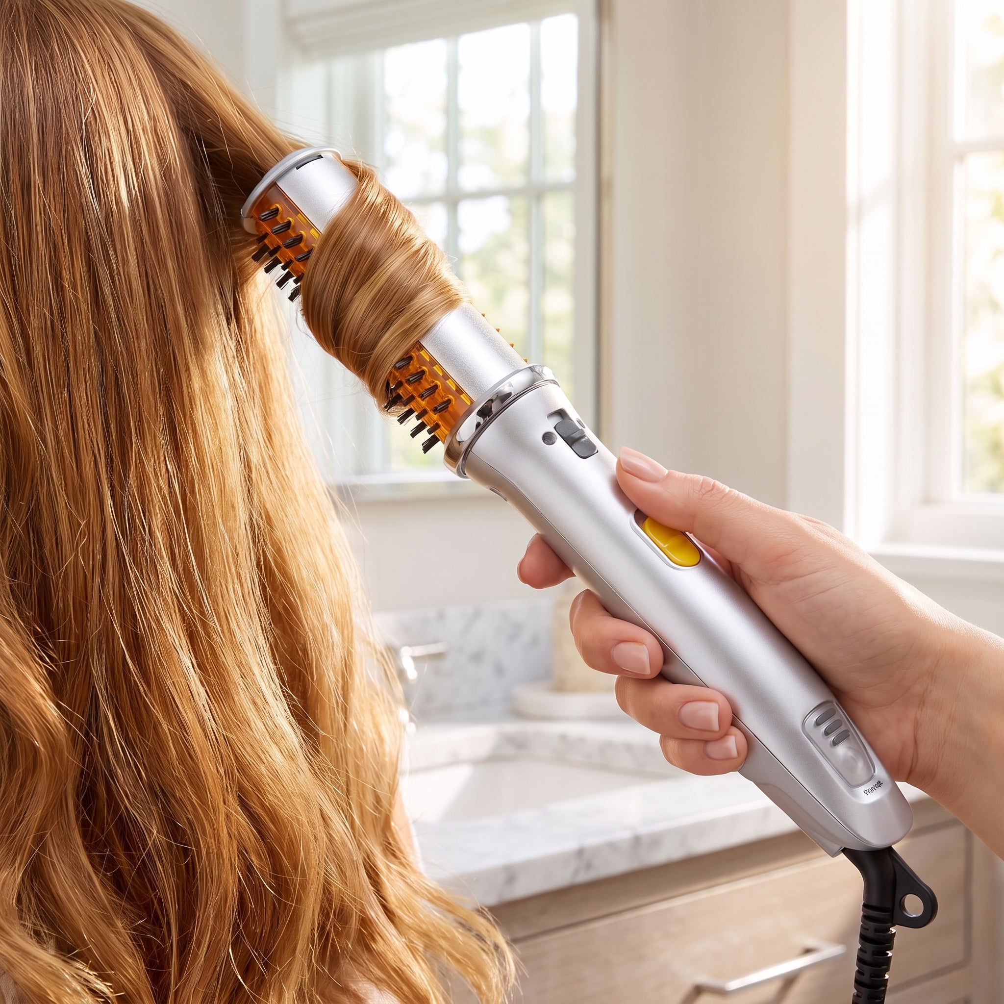 Hair Curler Heated Styler Rotating Barrel Brush Silver Gold Black - Image 2