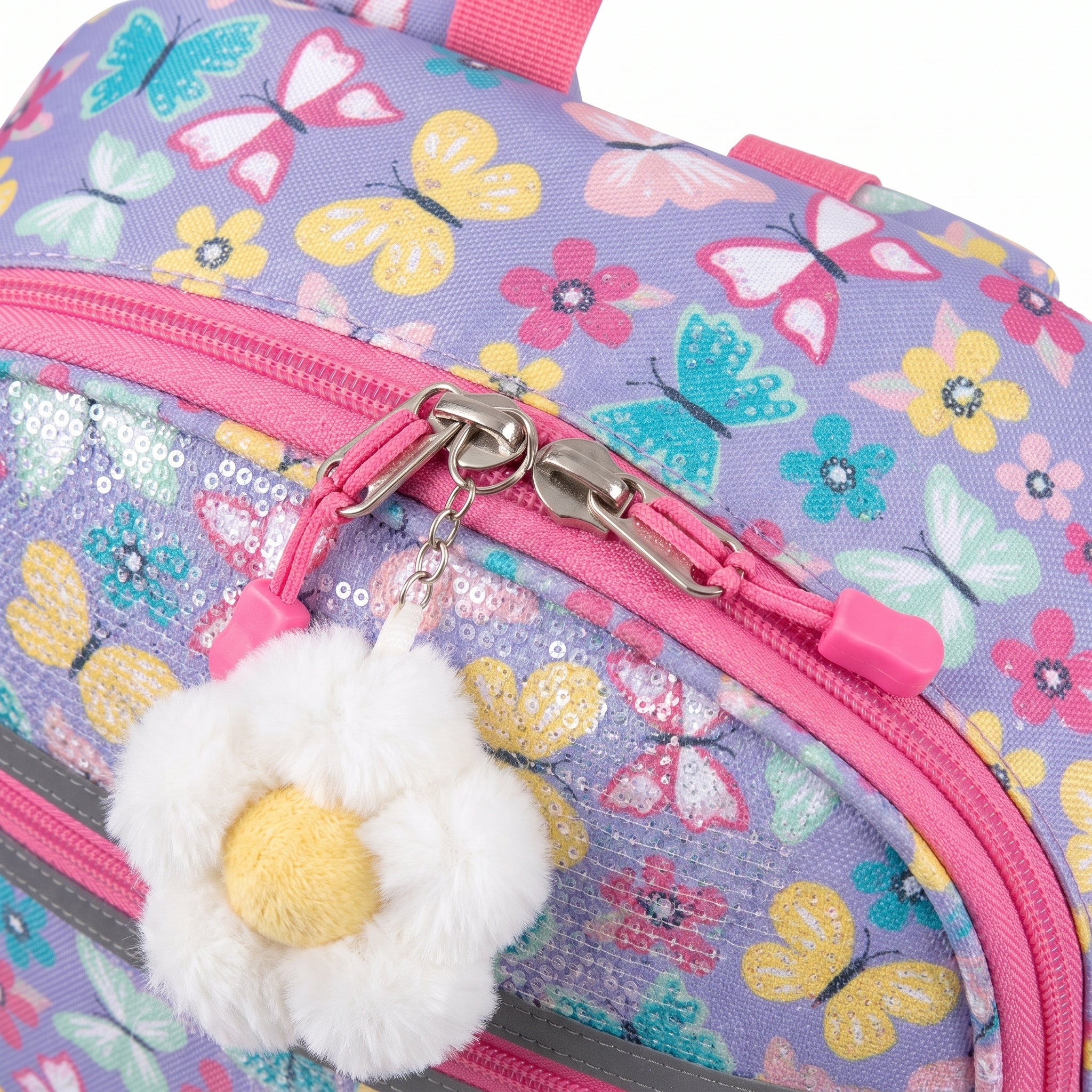 Kids Backpack Girls with Lunch Bag Purple Butterfly Set - detail
