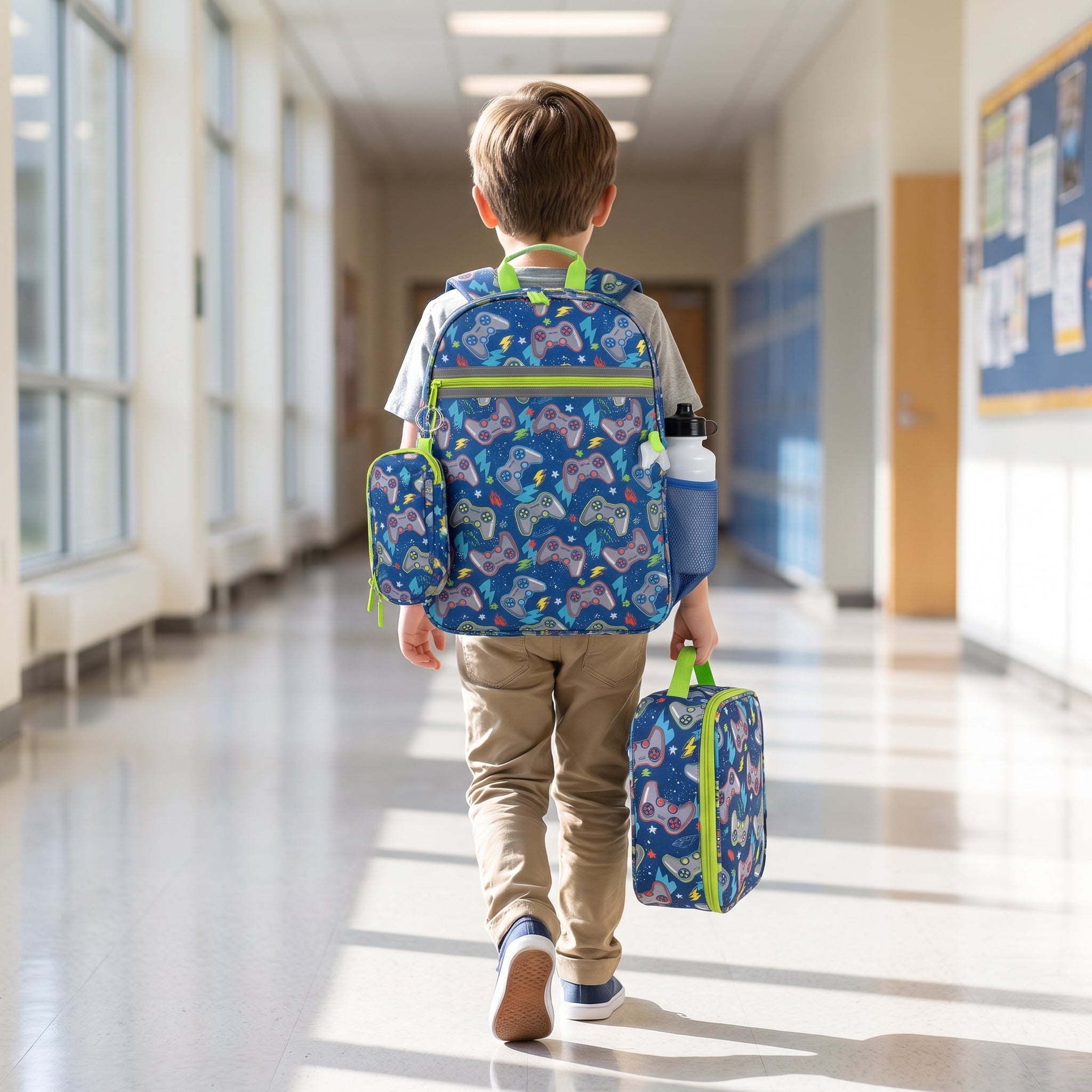 Lunch Bag Insulated Kids Backpack with Gamer Set - hero