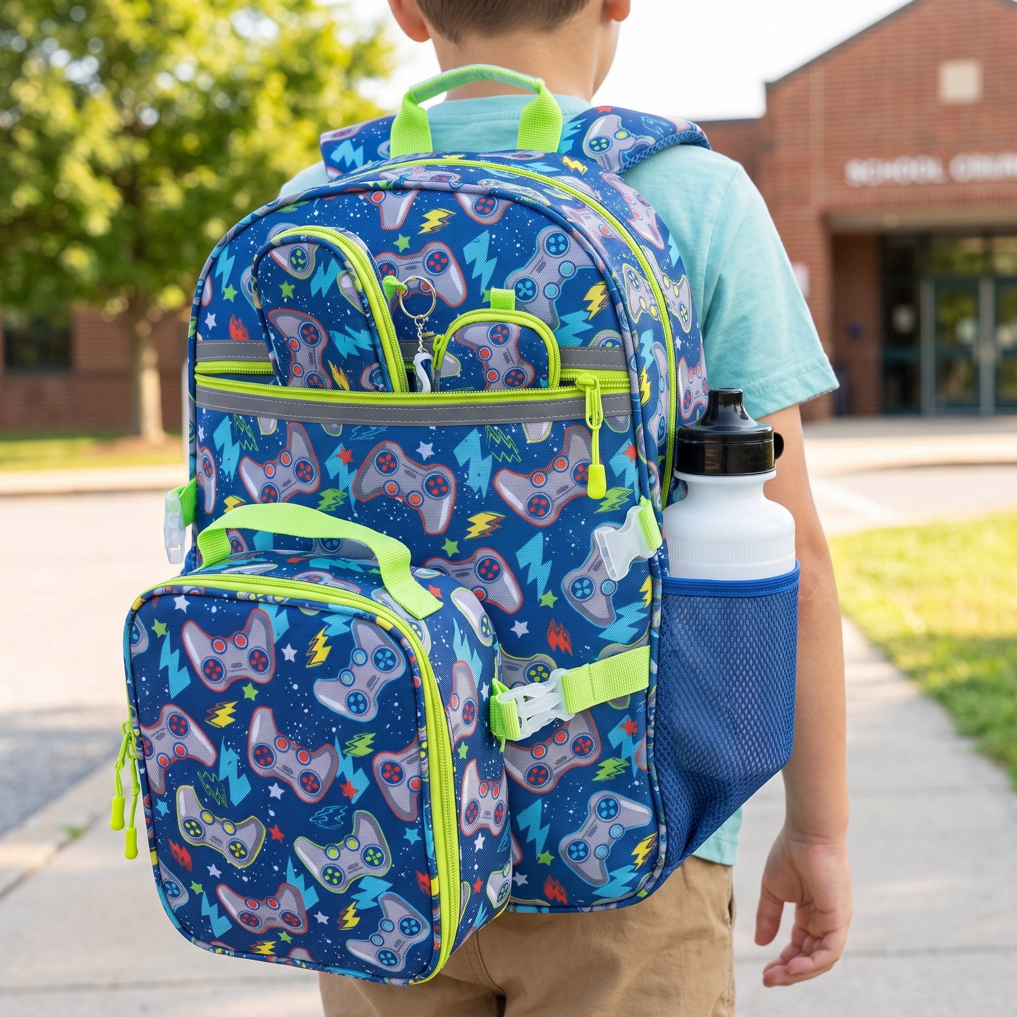 Lunch Bag Insulated Kids Backpack with Gamer Set - hero