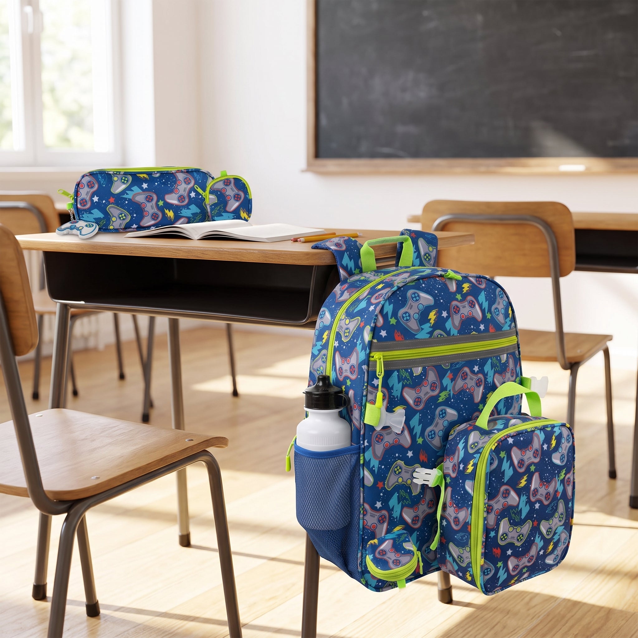 Lunch Bag Insulated Kids Backpack with Gamer Set - in-use
