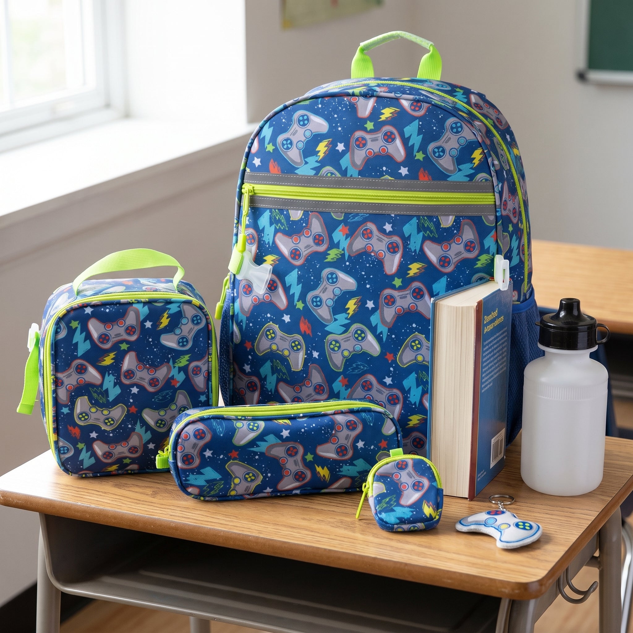 Lunch Bag Insulated Kids Backpack with Gamer Set - scale