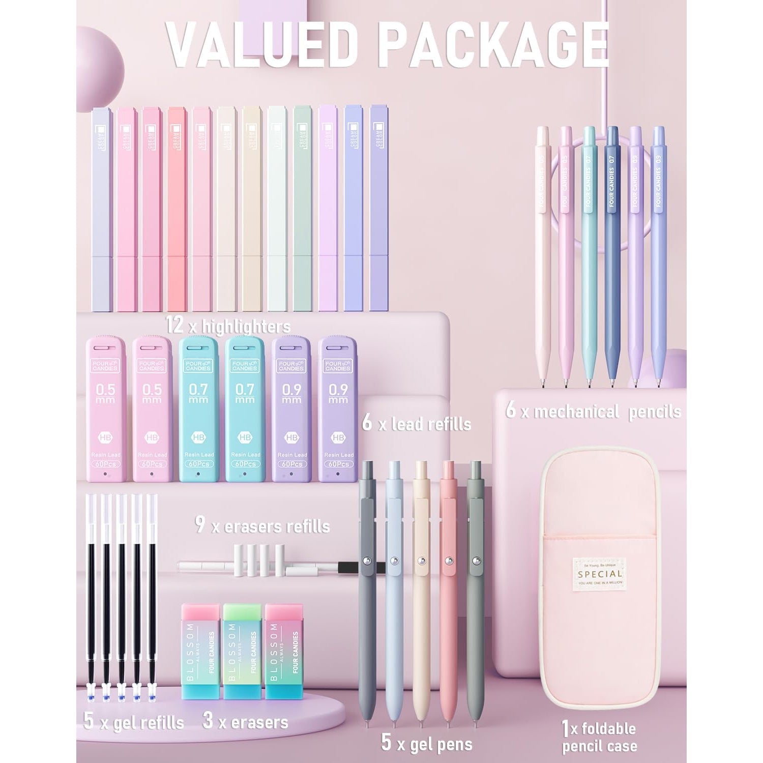 School Supplies Stationery Set Aesthetic Pastel Writing Kit - Image 6