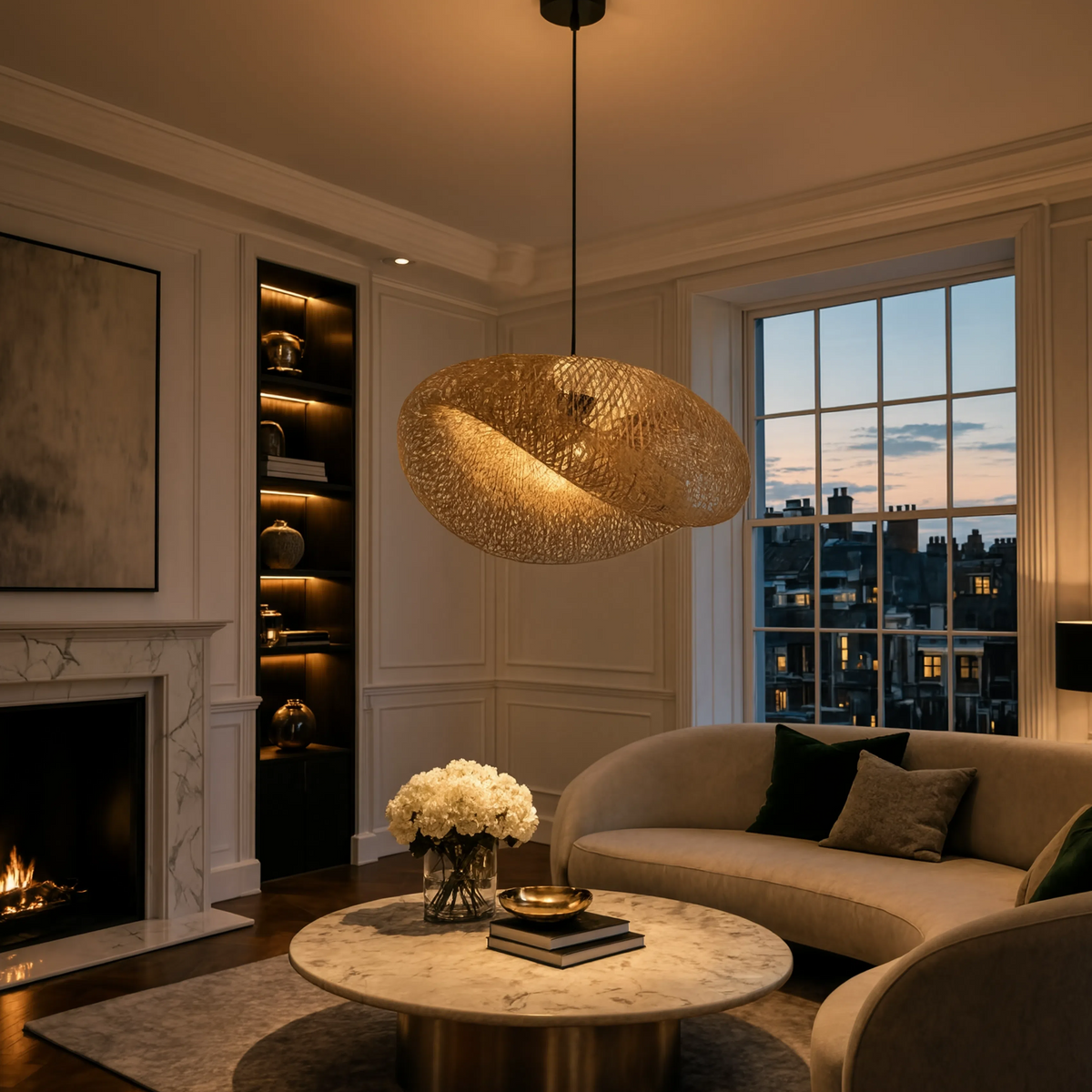 Sculptural Braided Bamboo Pendant Light With E27 - Image 2