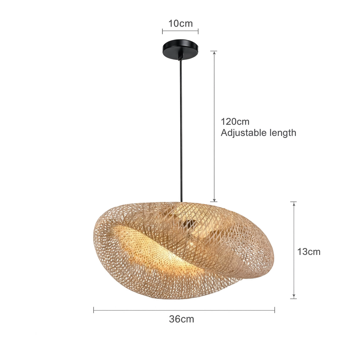 Sculptural Braided Bamboo Pendant Light With E27 - Image 3