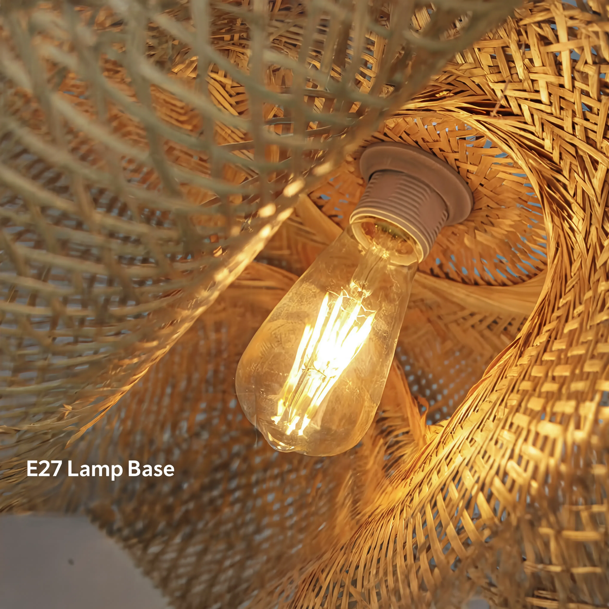 Sculptural Braided Bamboo Pendant Light With E27 - Image 8