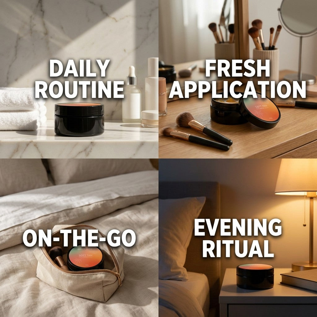 self tanning gel jar in a daily routine